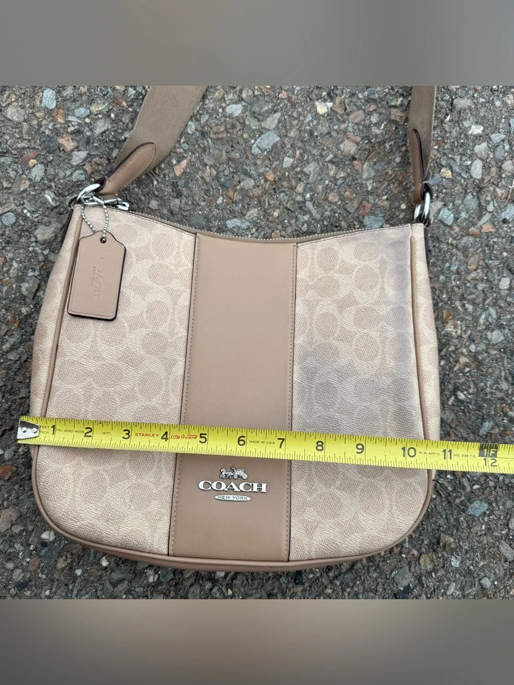 Coach Ellie Crossbody File Bag Shoulder Cream C Logo Strap Pockets Authentic